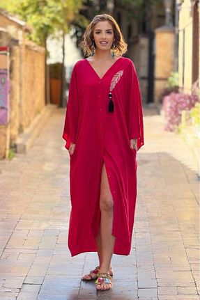 لباس سایز بزرگ صورتی زنانه %100 پنبه Nevin Kaya Moda - کد 919979911