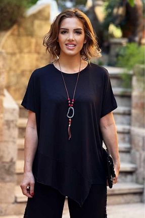 بلوز مشکی زنانه هندسی Nevin Kaya Moda - کد 920008172