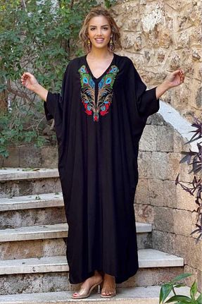 لباس سایز بزرگ مشکی زنانه %100 پنبه Nevin Kaya Moda - کد 920000308