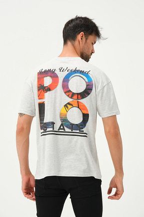 تیشرت قهوه ای مردانه اورسایز Polo State - کد 741598695