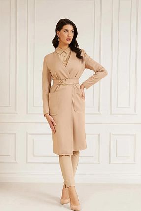ترنچکت قهوه ای زنانه بدون آستر Guess - کد 800732366
