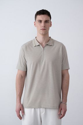 تیشرت بژ مردانه Relaxed İLKCET MODA - کد 920010479