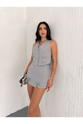 ست بالاتنه و پائین تنه طوسی زنانه بافتنی stilsepeti - کد 920040140