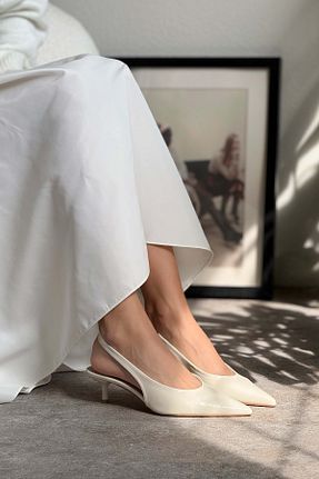 کفش پاشنه بلند کلاسیک بژ زنانه چرم مصنوعی NİŞANTAŞI SHOES - کد 917810539