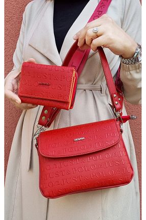 کیف دوشی قرمز زنانه چرم مصنوعی Just Polo - کد 920676412