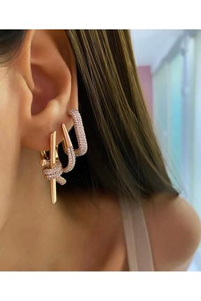 گوشواره جواهر طلائی رودیوم SU PERİSİ TAKI BİJUTERİ - کد 920108885