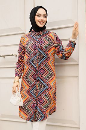 تونیک حجاب نارنجی زنانه ویسکون Neva Style - کد 920150303