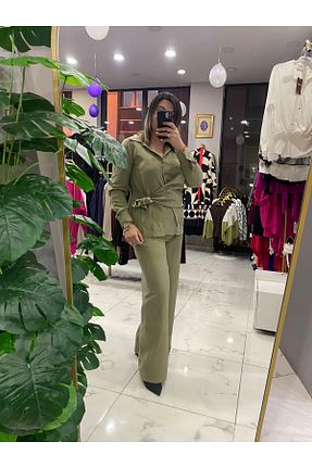 ست بالاتنه و پائین تنه خاکی زنانه رگولار Anka - کد 920167545