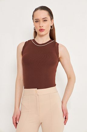 بلوز قهوه ای زنانه ساده Keshka - کد 920248592