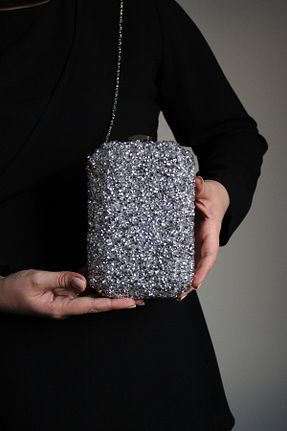 کیف مجلسی طوسی زنانه چرم مصنوعی Mimoza - کد 920248446