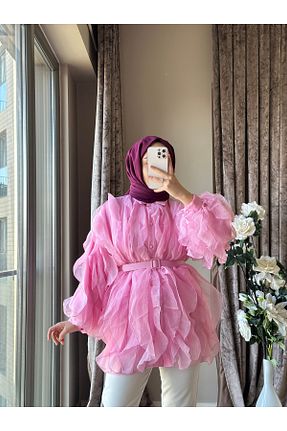 پیراهن صورتی زنانه اورسایز MISEY BOUTIQUE - کد 920310206