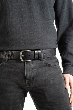 کمربند مشکی مردانه چرم خالص GUARD - کد 897269788