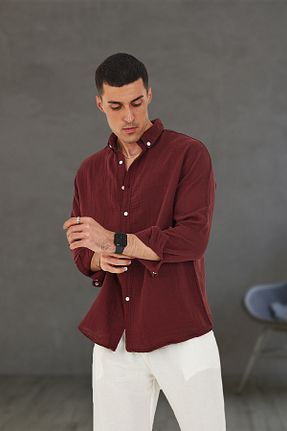پیراهن زرشکی مردانه رگولار JR Boutique - کد 905336420