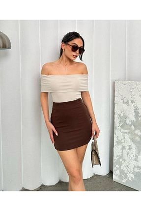 دامن قهوه ای زنانه پلی استر Castivo Fashion - کد 920331971