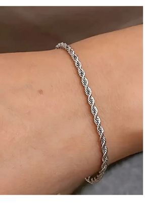 دستبند استیل (فولاد) طوسی زنانه استیل ضد زنگ The Simu - کد 920372027