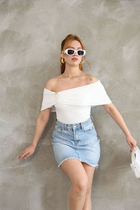 بلوز سفید زنانه ساده Butik - کد 920399920