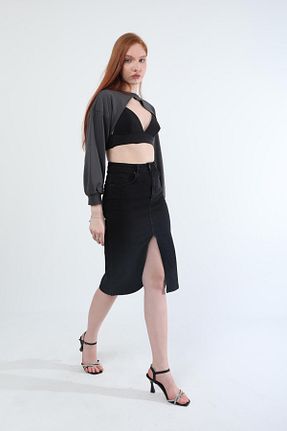 دامن مشکی زنانه الاستین BANNY JEANS - کد 901869334