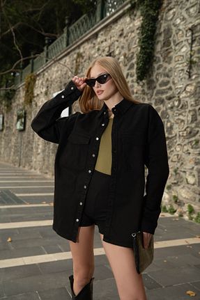 پیراهن مشکی زنانه یقه پیراهنی BANNY JEANS - کد 170498603