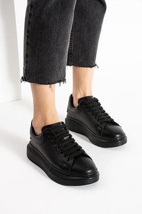 کفش اسنیکر مشکی زنانه چرم اصل walviss - کد 875956940