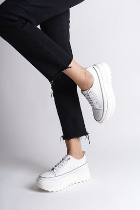 کفش اسنیکر سفید زنانه بند دار SHOEMARK - کد 804275684
