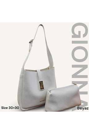 کیف دوشی سفید زنانه چرم مصنوعی GİONNA - کد 920517223