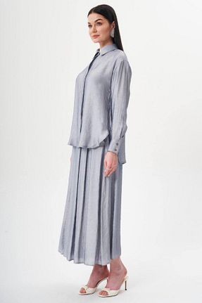 ست بالاتنه و پائین تنه حجاب طوسی زنانه کلوش Jupe - کد 920520881