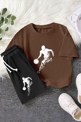 ست بالاتنه و پائین تنه قهوه ای بچه گانه بافتنی MYADA - کد 921333135