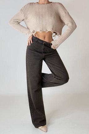 شلوار جین قهوه ای زنانه پاچه لوله تفنگی LACARINO - کد 920536592