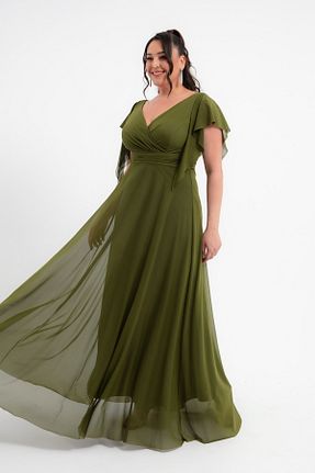 لباس مجلسی سایز بزرگ خاکی زنانه یقه هفت Lafaba - کد 920533328