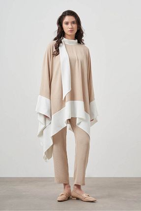 تونیک بژ پلی استر Mizalle - کد 920537289