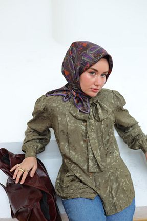 روسری قهوه ای %100 پنبه Silk Home - کد 906190402