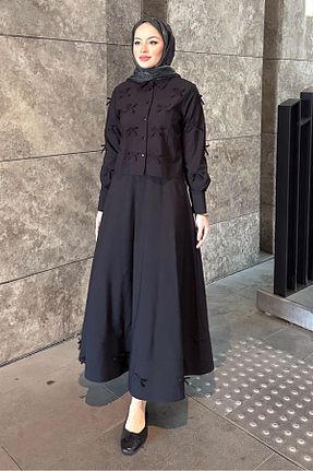 ست بالاتنه و پائین تنه حجاب مشکی رگولار Ovn. - کد 920535318