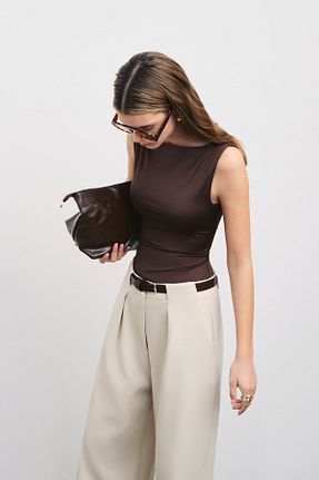 بلوز قهوه ای زنانه ساده VATKALI - کد 917462699