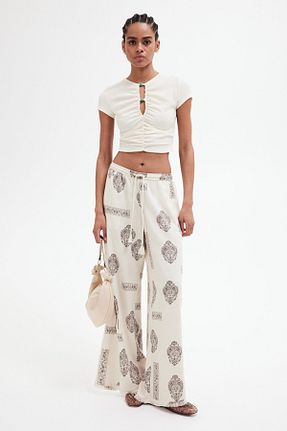 شلوار بژ زنانه مخلوط کتان H&M - کد 920545386
