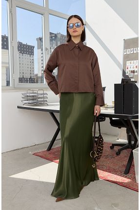 دامن خاکی زنانه ساتن Fatma Atasoy - کد 920544248
