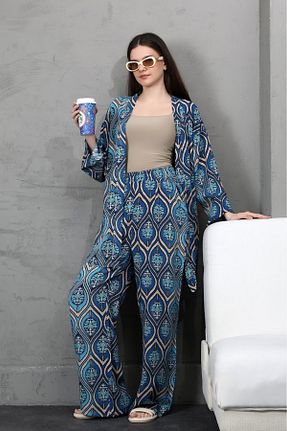 ست بالاتنه و پائین تنه آبی زنانه بافتنی forte bella - کد 920544584
