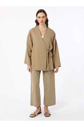 شلوار بژ زنانه پاچه گشاد Benin - کد 920559067