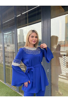 ست بالاتنه و پائین تنه سرمه ای زنانه بافتنی White Corner - کد 921347390