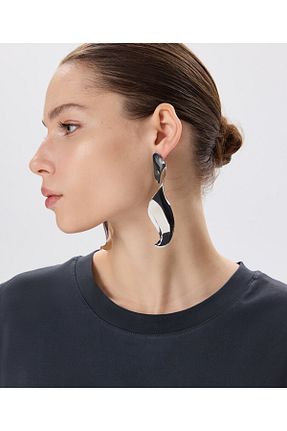 گوشواره جواهر طوسی فلزی Twist - کد 920575074
