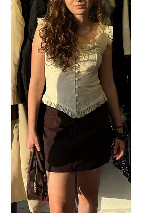 بلوز بژ زنانه ساده Lefon - کد 920535751