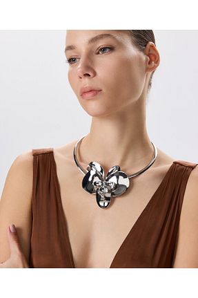 گردنبند جواهر طوسی زنانه فلزی Twist - کد 920576378