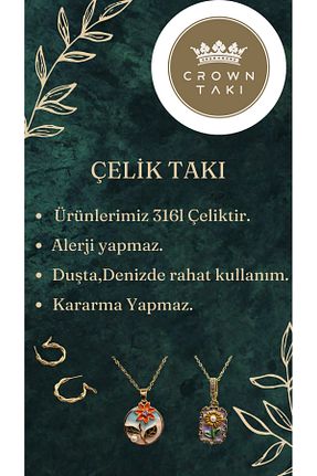 گردنبند استیل ( فولاد ) طلائی استیل ضد زنگ crowntakı - کد 904202450