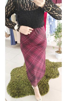 دامن زرشکی زنانه نایلون opia butik - کد 920597606