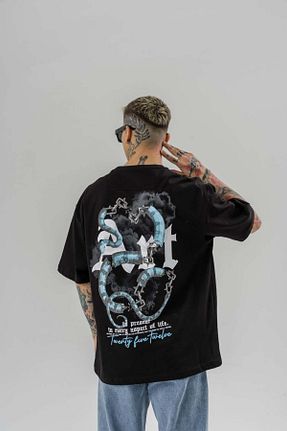 تیشرت مشکی مردانه اورسایز go gang own - کد 920600831