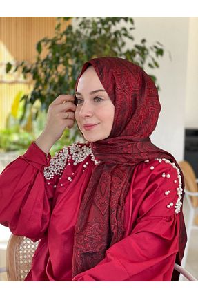 دستمال گردن قرمز زنانه مخلوط پلی استر İpekseli - کد 920600066