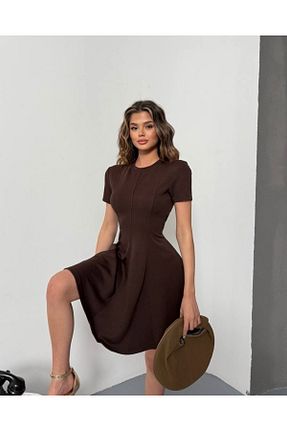 لباس قهوه ای زنانه بافت İLKCET MODA - کد 920615569