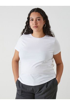 تیشرت سفید زنانه یقه دوچرخه LC Waikiki - کد 921546027