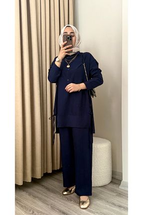 ست بالاتنه و پائین تنه حجاب سرمه ای زنانه رگولار MERİÇ BOUTİQUE - کد 920632507