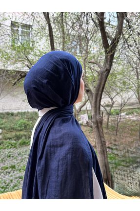 شال سرمه ای زنانه پنبه ای shalby - کد 920637790