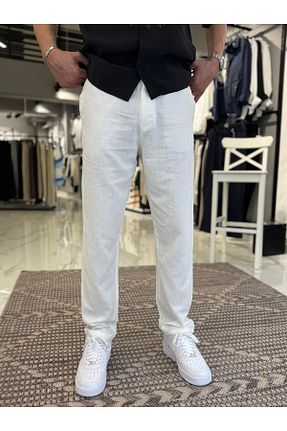 شلوار سفید زنانه کتان butik
